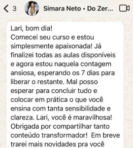 Depoimento de aluna sobre criação de marca de cosméticos