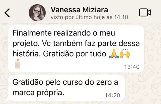 Depoimento de aluna sobre consultoria de cosméticos