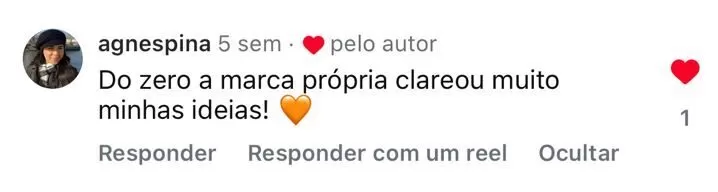 Depoimento de aluna sobre desenvolvimento de produtos
